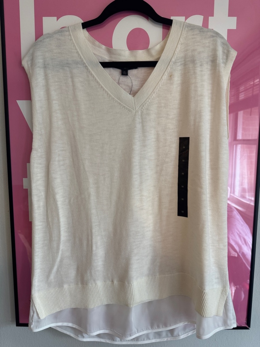 Banana Republic Ivory V-Neck Sleeveless Layered Tunic